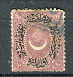 TURKEY; 1876 classic Duloz Optd. issue fine used SHADE OF 10pa. value