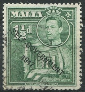 Malta Sc#236 Used, 1½p grn, Definitives 1948-1953: Self-Government 1947 (1953)