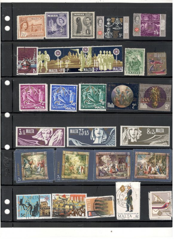 MALTA COLLECTION ON STOCK SHEET MINT/USED