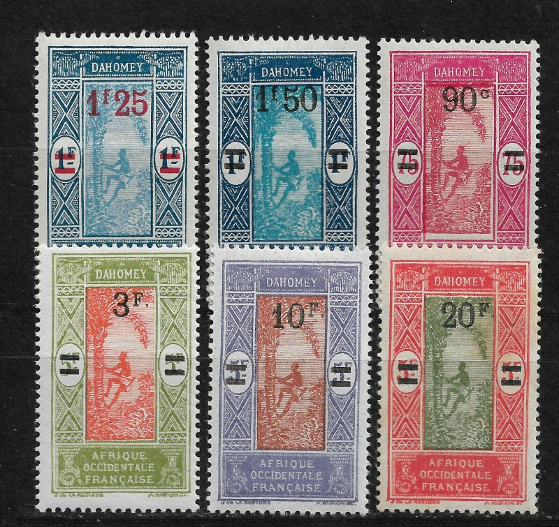 Dahomey 1924-27, Surcharged, Scott # 91-96, VF MLH* (FR-1), Lot-1 