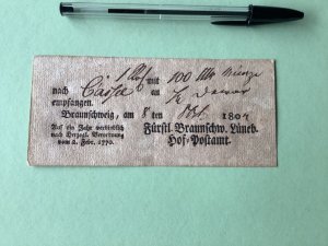 Germany Braunschweig  post office 1804  postal note Ref A1618