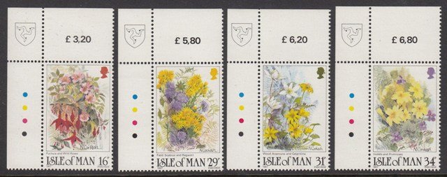 Isle of Man 340-3 Wildflowers mnh