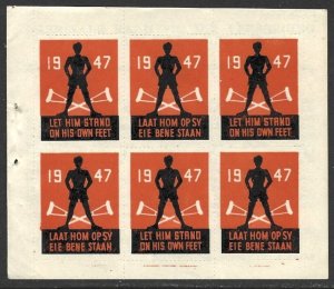 South Africa 1947 Easter Seals Crippled Children Cinderella Booklet Bread VF-NH-