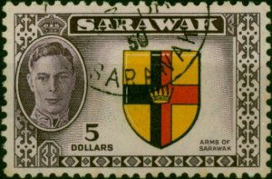 Sarawak 1950 $5 Arms of Sarawak SG185 Fine Used