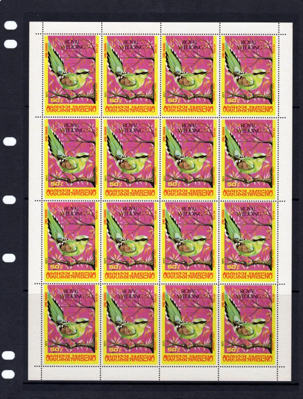 Timor (Ocussi-Ambeno) 1981  Birds ovpt.Royal Wedding SG# RW1 Mini-Sheetlets (2)