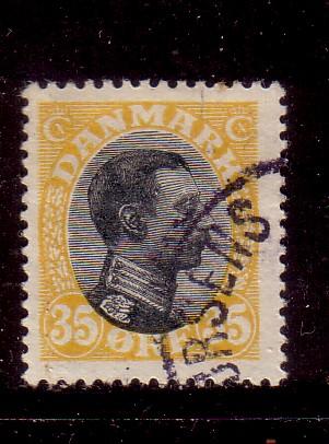 Denmark Sc 115 1919 35 ore yel & blk Christian X stamp used