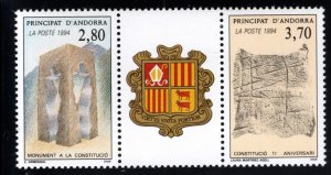 Andorre (French) Andorra Scott 434-435 MNH** strip set with label