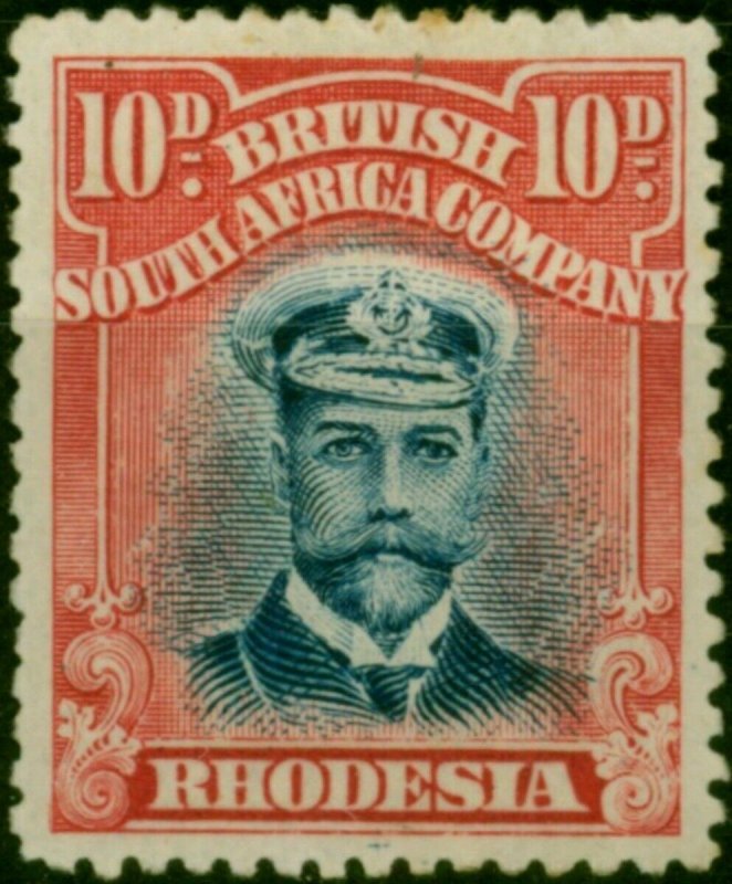 Rhodesia 1913 10d Deep Blue & Carmine-Red SG231 Die II Fine MM (5)