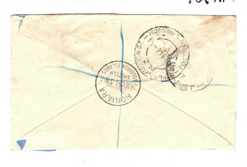 SOLOMON IS. Cover MARGINAL CORNER BLOCK OF FOUR Registered Honiara 1949 MA561