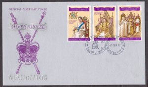 MAURITIUS - 1977 QEII SILVER JUBILEE OF CORONATION - 3V FDC