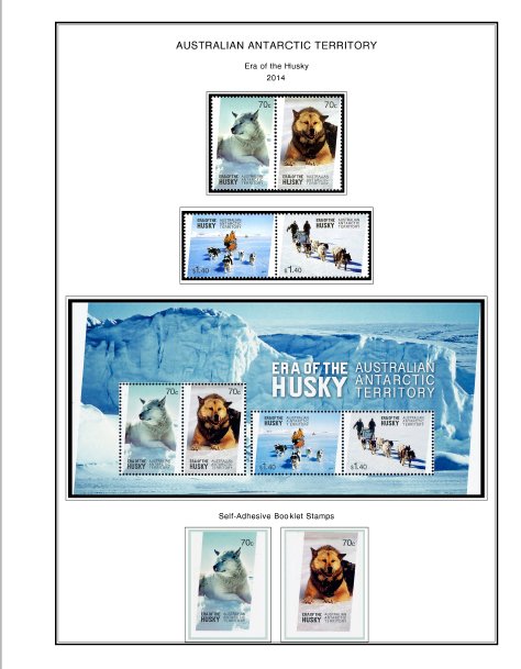 COLOR PRINTED AUSTRALIAN ANTARCTIC 1957-2020 STAMP ALBUM PAGES (44 illus. pages)