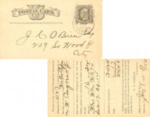 United States Illinois Chicago Carrier 1882 cds  Postal Card  Reverse corner ...
