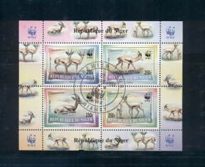 Niger #986b (1998 scarce WWF sheet) VF used on first day; CV $35.00