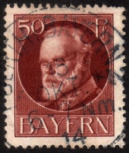 1914, Germany Bavaria 50pfg, Used, Sc 106