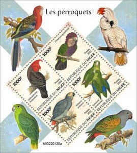Niger - 2022 Parrots, Cockatoo, Malabar Parakeet - 4 Stamp Sheet - NIG220120a