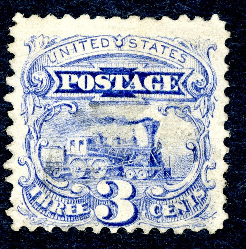 US #114 – 1869 3c Locomotive. Used Light Cancel  VF