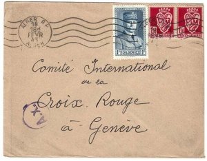 Algeria 1943 Neat cover to Red Cross in Geneva, A.X. in circle censor mark