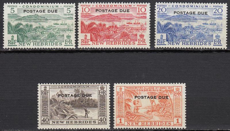 New Hebrides, French - 1941 Postage Due complete set Sc# J11/J15 - MLH (506)