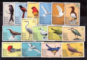 British Indian Ocean Territory 1975 Birds VFU set SG62-76 WS3781