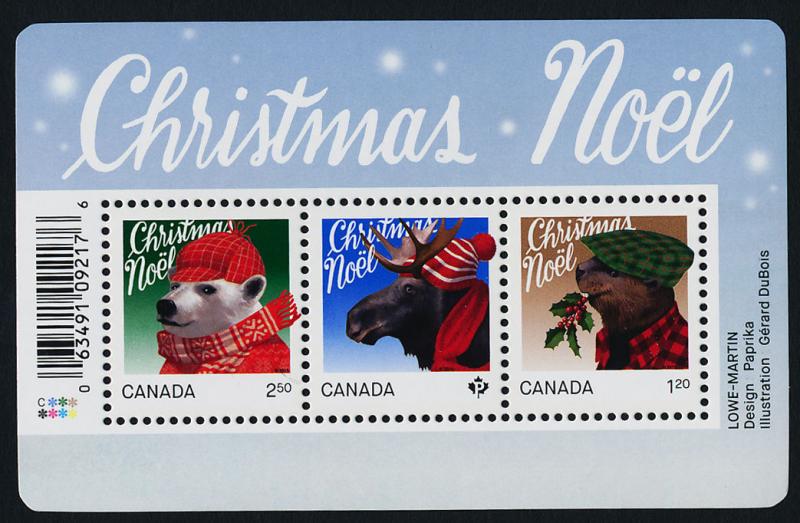 Canada 2879 MNH Christmas, Animals, Moose, Bear, Beaver