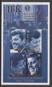 St Vincent Grenadines Bequia 321 John F Kennedy Souvenir Sheet MNH VF