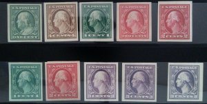 Scott #343,346,383,384,409,481,482,483,484&535 - VF/XF - FW Imperf Lot - OG