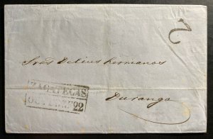 1853 Zacatecas Mexico Letter Sheet Cover to Durango