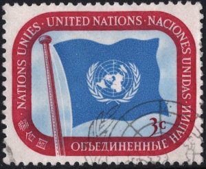 SC#4 3¢ United Nations: UN Flag (1951) Used