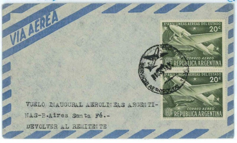 aa3087 - ARGENTINA - POSTAL HISTORY - First Flight Cover : BA / Santa Fe' 1955