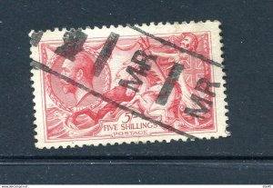 Great Britain 1919 Retouched Seahorse  WMK Manchester Roller Cancel 14542