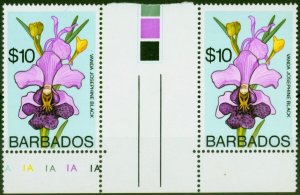 Barbados 1974 $10 Vanda Josephine Black SG500 V.F. MNH Gutter Pair