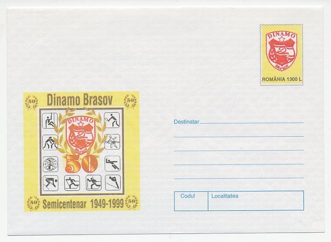 Postal stationery Romania 1999 Dinamo Brasov - Tennis - Wrestling - Skiing - Han