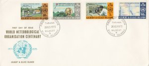 Gilbert & Ellice Scott 218-21 FDC - Intl. Meteorological Cooperation, 100th