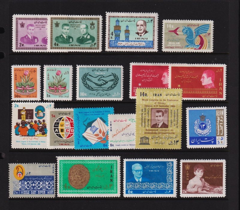 Iran - 19 mint stamps from 1965, cat. $ 37.75