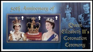 Montserrat 2003 - Queen Elizabeth - Sheet of 3 IMPERF Stamps - Scott #1077 - MNH