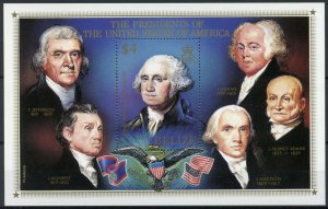 Belize US Presidents Stamps 1986 MNH George Washington Jefferson Adams 1v M/S