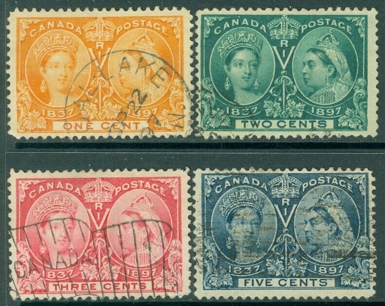 EDW1949SELL : CANADA 1897 Scott #50-54 Sound. Fine-Very Fine, Used. Catalog $70.