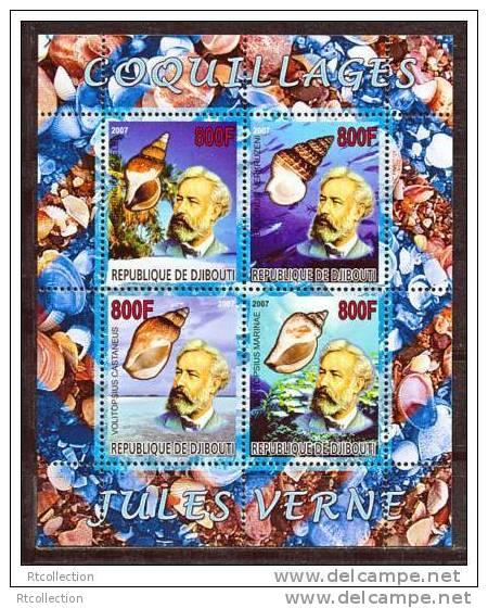 Djibouti 2007 Coquillages Jules Verne People Sealife Nature Animal M/S Stamps