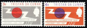 Tristan da Cunha 85-86, MNH. Intl. Telecommunication Union, cent.ITU Emblem,1965