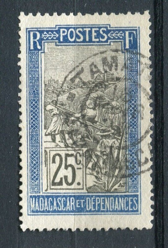 FRENCH COLONIES; MADAGASCAR early 1900s pictorial issue used 25c. POSTMARK