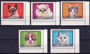 Fujeira 1970 Mi#588A/592A DOMESTIC CATS Set (5) Perforated MNH