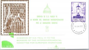 Vatican FDC 1972 - HH Paul VI  w/ Intergornmental Comm. - Kim Covers - F30933