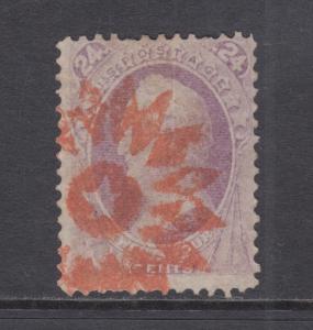 US Sc 153 used 1870 24c Winfield Scott, red Geometric Fancy Cancel