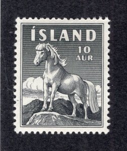 Iceland 1958 10a gray black Pony, Scott 311 MH, value = 25c