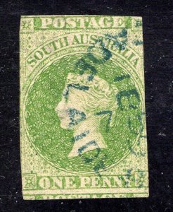 South Australia SC #5    F, Used, 1p deep green yellow, CV $625.00  .... 5820004