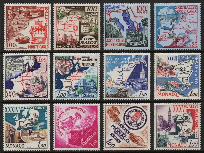 Monaco 1956-66 Monte Carlo Rally (12v)  MNH CV $54.10+++!!!