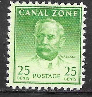 Canal Zone 140: 25c Wallace, dry printing, MNH, F-VF