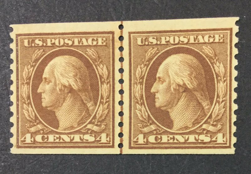 MOMEN: US STAMPS #457 LINE PAIR MINT OG H LOT #47318