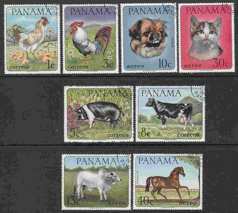 Panama #475-5C, C353-6 F-VF Used (CTO) Domestic Animals