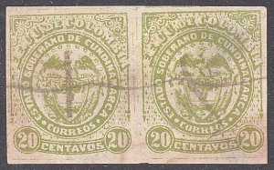 COLOMBIA  An old forgery of a classic stamp - a pair........................J151